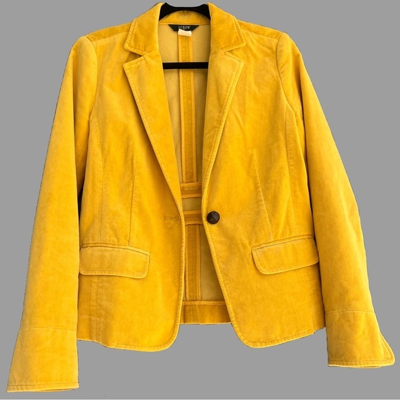 J. Crew Jackets & Coats J Crew Yellow Velvet Jacket Poshmark